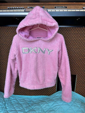 DKNY Girls Pink Fuzzy Hoodie Size 5